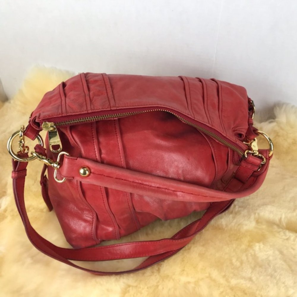 Red leather Badgley Mishka crossbody bag